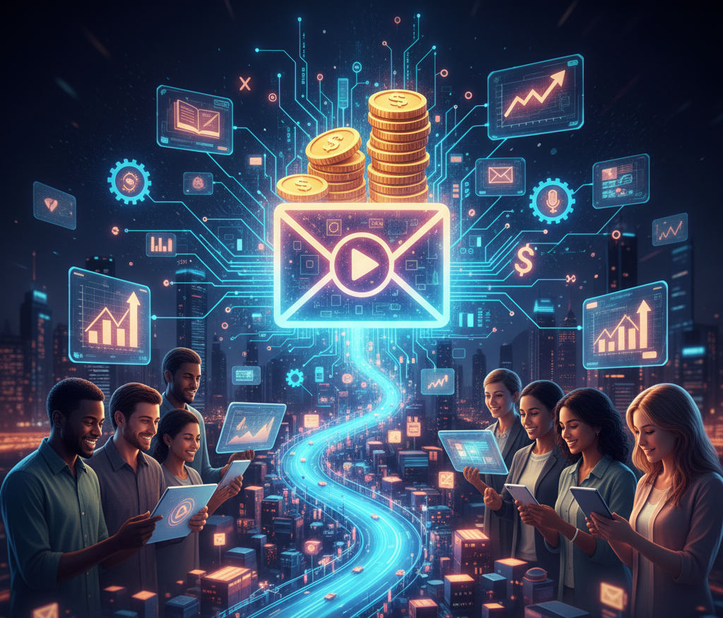 Email marketing automation flowchart for lead nurturing